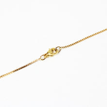 View of 1mm box chain with lobster clasp. 