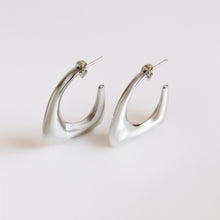 Contoured Silver Drop Earrings Stainless Steel