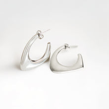 Contoured Silver Drop Earrings Stainless Steel