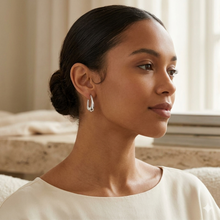 Contoured Silver Drop Earrings Stainless Steel
