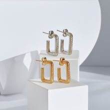 Geometric Rhinestone Drop Earrings Stainless Steel