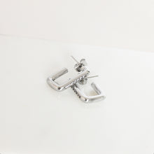 Geometric Rhinestone Drop Earrings Stainless Steel Silver