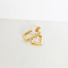 Geometric Rhinestone Drop Earrings Stainless Steel