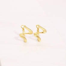 Wavy Ribbon Gold Drop Earrings Stainless Steel