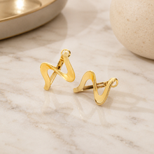 Wavy Ribbon Gold Drop Earrings Stainless Steel