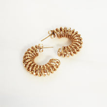 Gold Textured Spiral Hoop Earrings Stainless Steel
