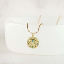 18K Gold Plated Evil Eye Round Pendant Necklace