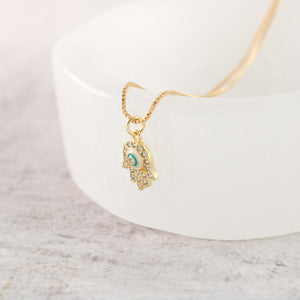 18K Gold Plated Hamsa Hand Necklace