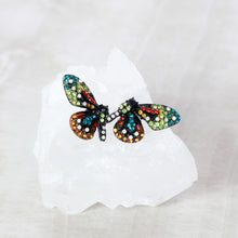 Colorful Crystal Butterfly Stud Earrings – Gold or Black Finish