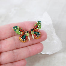 Colorful Crystal Butterfly Stud Earrings – Gold or Black Finish