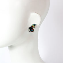 Colorful Crystal Butterfly Stud Earrings – Gold or Black Finish
