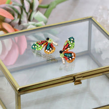 Colorful Crystal Butterfly Stud Earrings – Gold or Black Finish