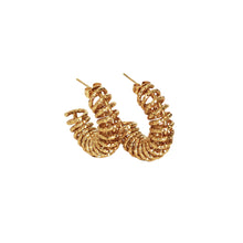 Gold Textured Spiral Hoop Earrings