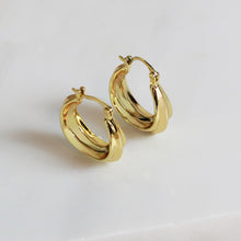 Sculpted Gold Hoop Earrings Stainless Steel