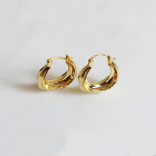 Sculpted Gold Hoop Earrings Stainless Steel