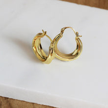 Sculpted Gold Hoop Earrings Stainless Steel