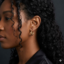 Sculpted Gold Hoop Earrings Stainless Steel