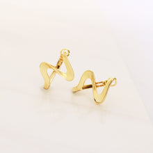 Wavy Ribbon Gold Drop Earrings Stainless Steel