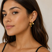 Wavy Ribbon Gold Drop Earrings Stainless Steel
