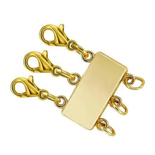 Necklace layering clasp connecting multiple necklaces for a stacked look
