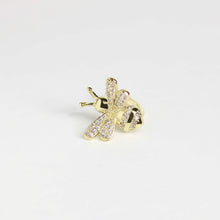 10mm high shine gold tone finish rhinestone bee ear cuff for non-pierced ears