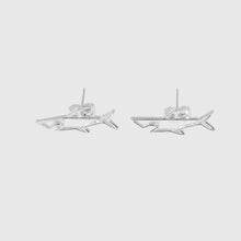 Silver Shark Stud Earrings 925 Sterling Silver Posts Hypoallergenic
