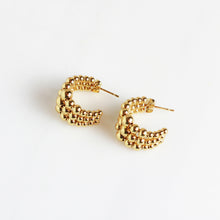 Gold Bead Hoop Earrings Stainless Steel