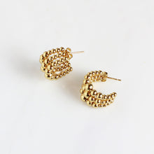 Gold Bead Hoop Earrings Stainless Steel