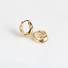Wave Sculpted Hoop Earrings Stainless Steel