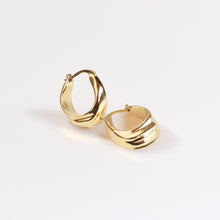 Wave Sculpted Hoop Earrings Stainless Steel