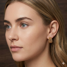 Gold Bead Hoop Earrings Stainless Steel