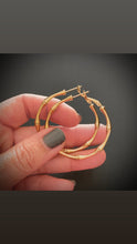 18K Gold Plated Bamboo Hoop Earrings