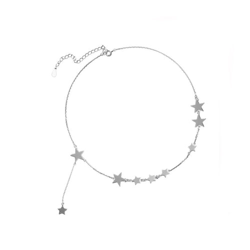 925 Sterling Silver Star Choker Necklace