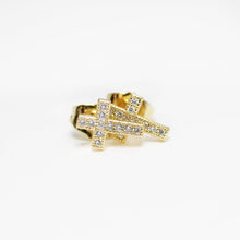 18K gold plated cross stud earrings with cubic zirconia rhinestones