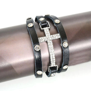 Cross Leather Wrap Bracelet