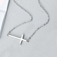 925 Sterling Silver Sideway Cross Necklace