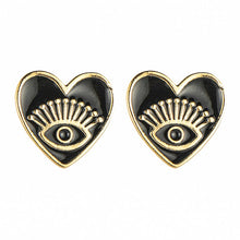 Evil Eye Heart Enamel Stud Earrings