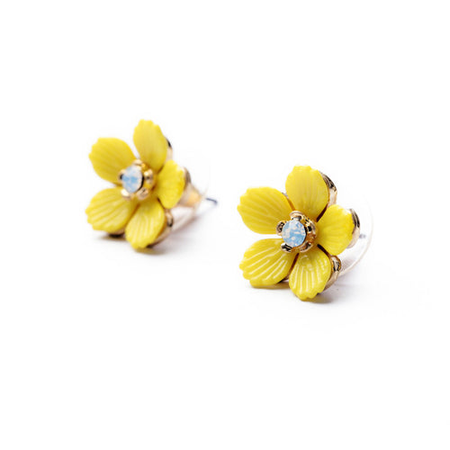 Yellow Flower Stud Earrings