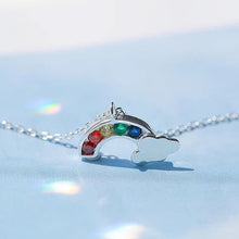 925 Sterling Silver CZ Rainbow Pendant Necklace