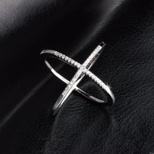 925 Sterling Silver Plated CZ Cross Ring
