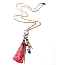 Coral Tassel Necklace - Left Arrow