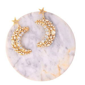 Crystal Moon Rhinestone Earrings