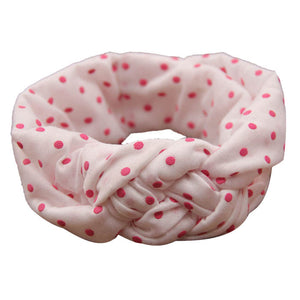 Girls white and pink polka dot headband
