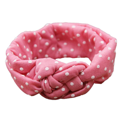 Pink and white girls polka dot headband