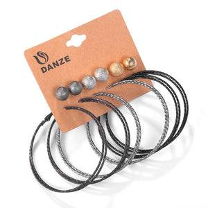 Black, grey, bronze hoop earring set