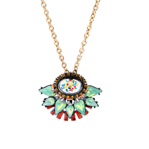 Retro Rhinestone Pendant Necklace