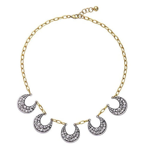 Rhinestone Moon Bauble Necklace