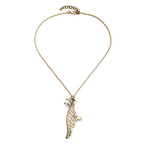 Pearl Rhinestone Wing Necklace