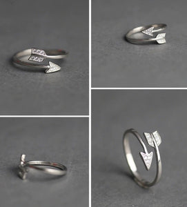 925 Sterling Silver Plated Arrow Rhinestone Ring