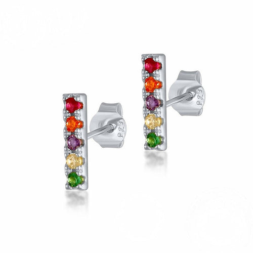 Rainbow Mini Bar Stud Earrings